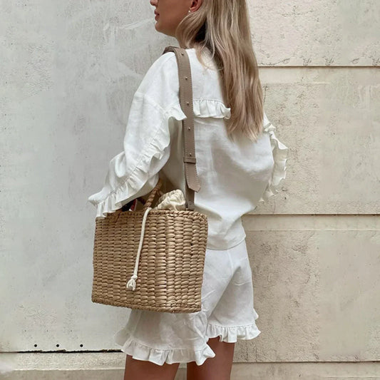 EtherealBe casual ruffle v neck outfit for women featuring ruffled sleeves and matching shorts