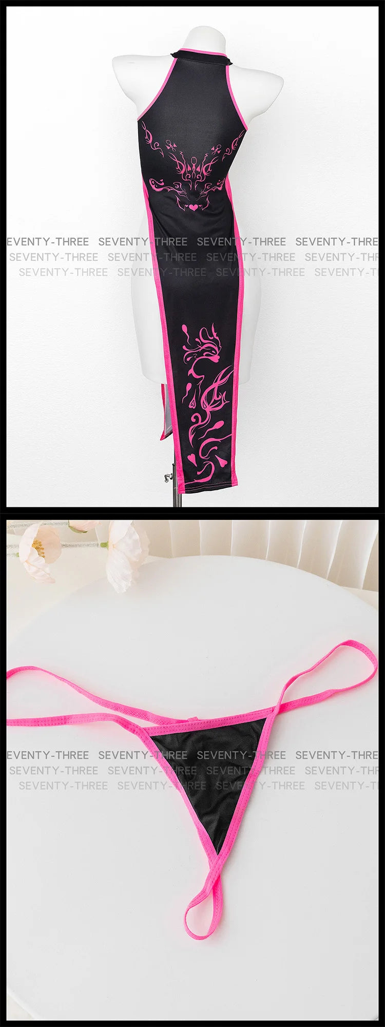 EtherealBe cheongsam high fork totem cosplay costume with vibrant pink accents and stylish design