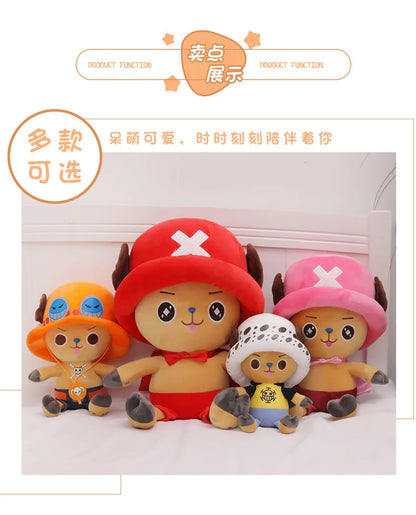 EtherealBe Chopper anime kids plush toy in different sizes with cute expressions and colorful hats