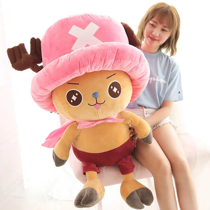 Large Chopper anime kids plush toy with a pink hat, perfect for cuddling and playtime