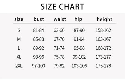Size chart for Chun Li Street Fighter cosplay costume with measurements for S to 2XL