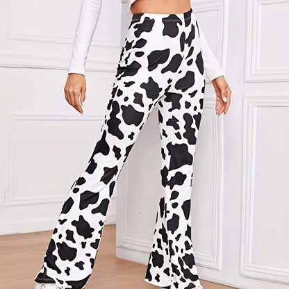 EtherealBe comfortable animal print lounge pants in black and white cow pattern for relaxed style