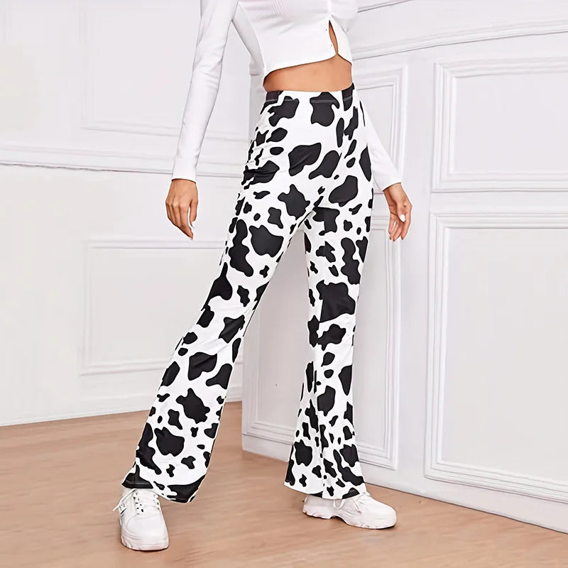 EtherealBe comfortable animal print lounge pants in a stylish cow print design for relaxed wear
