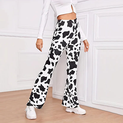 EtherealBe comfortable animal print lounge pants in a stylish cow print design for relaxed wear