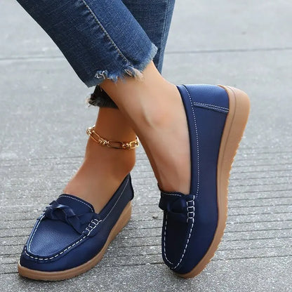 EtherealBe comfortable slip on flats for women in navy blue with stylish design and cushioned sole