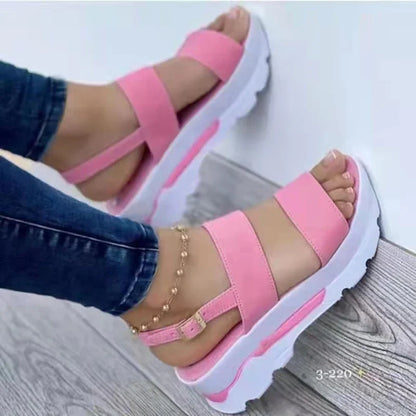 EtherealBe comfortable wedges shoes for ladies in pink with stylish straps and a cushioned sole