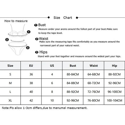 Size chart and measuring guide for alien sleepwear set for women showing bust waist and hip measurements S to XL