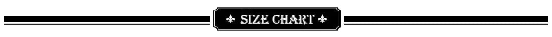 EtherealBe size chart banner for Rogue X-Men cosplay costume black and white horizontal label with decorative border
