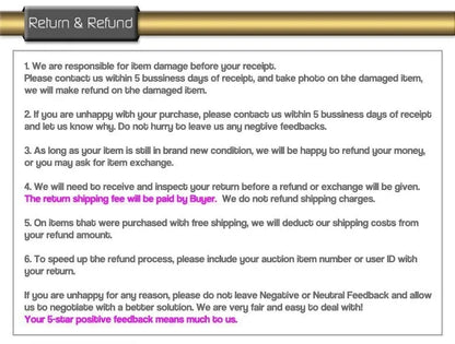 Return and refund policy notice for EtherealBe orders including space jam Lola Bunny shorts and top cosplay items