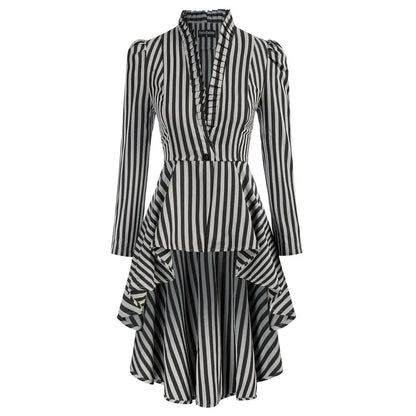 EtherealBe ruffled waist saloon cosplay costume with striped design and flowing silhouette