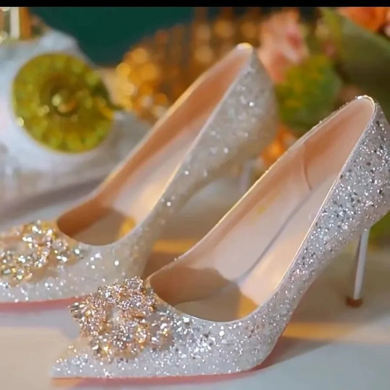 EtherealBe crystal high heel wedding shoes with sparkly embellishments and elegant design