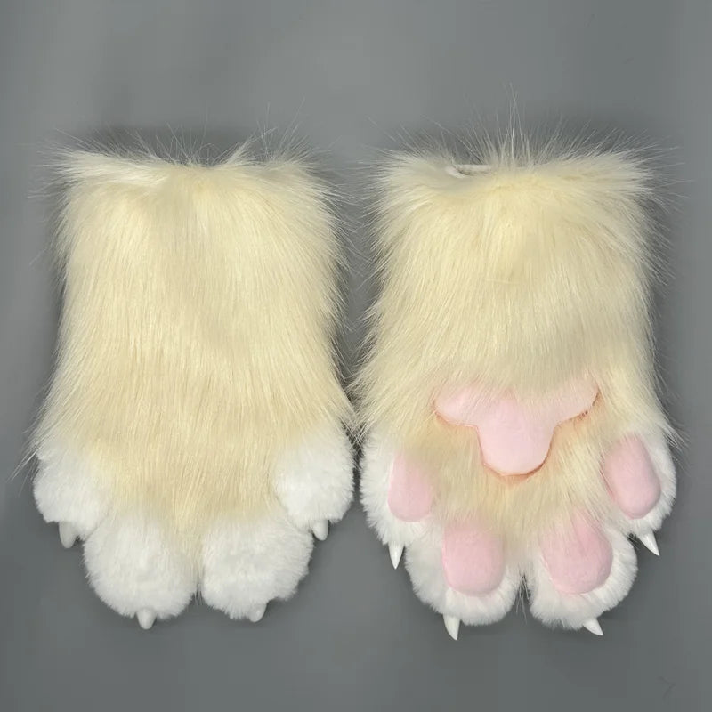 EtherealBe cute animal paw cosplay gloves featuring fluffy fur and soft paw pads for costume enthusiasts