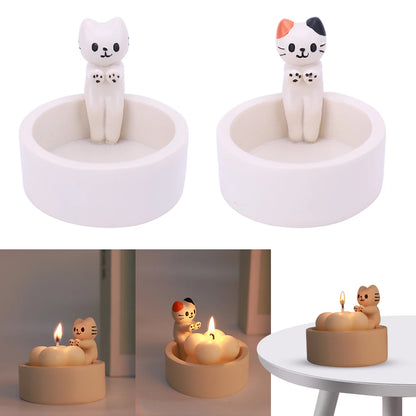 Cute cat tealight holder set featuring playful cat designs for cozy home decor