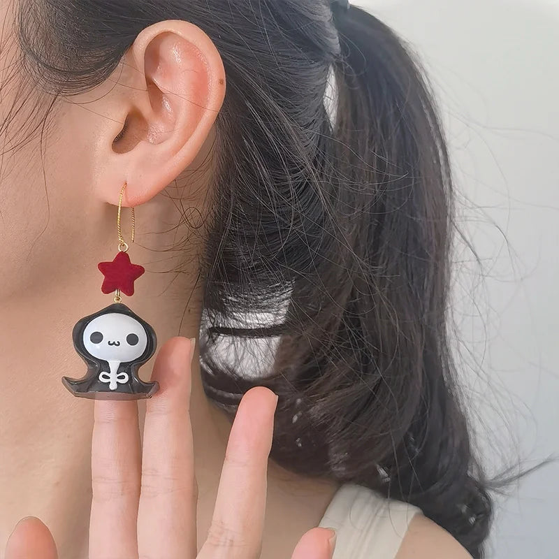 Halloween Cute Resin Ghost Earrings For Women Funny Cartoon Bat Ghost Pumpkin Pendant Earring Girl Friendship Jewelry Party Gift