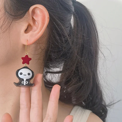 Halloween Cute Resin Ghost Earrings For Women Funny Cartoon Bat Ghost Pumpkin Pendant Earring Girl Friendship Jewelry Party Gift