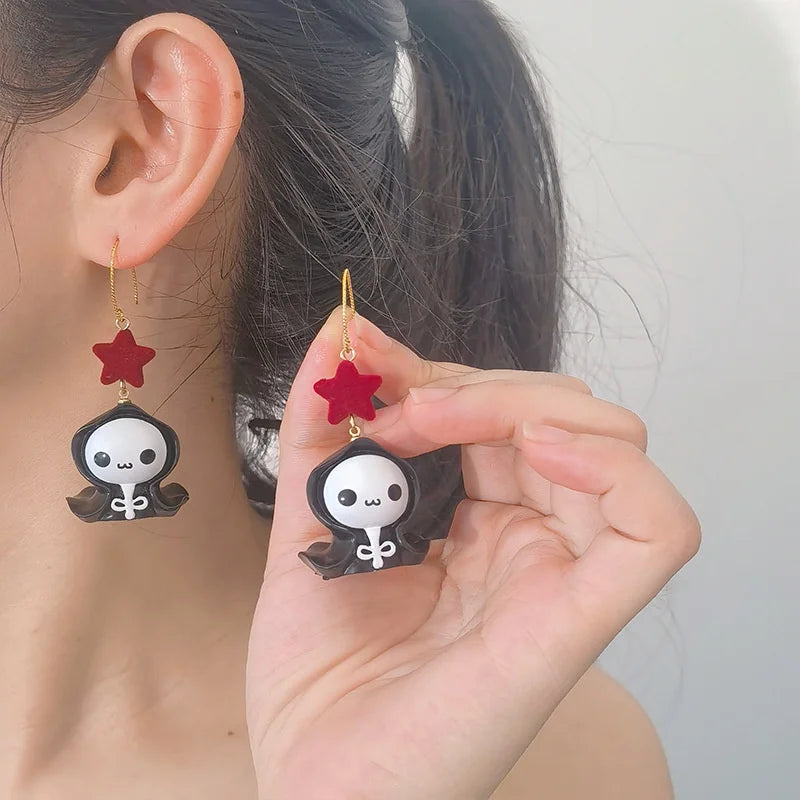 Halloween Cute Resin Ghost Earrings For Women Funny Cartoon Bat Ghost Pumpkin Pendant Earring Girl Friendship Jewelry Party Gift