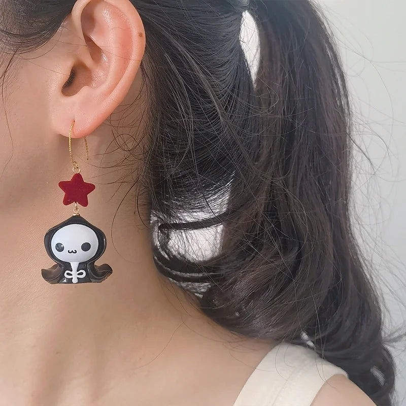 Halloween Cute Resin Ghost Earrings For Women Funny Cartoon Bat Ghost Pumpkin Pendant Earring Girl Friendship Jewelry Party Gift