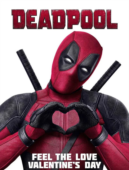 Deadpool costume mask for Halloween. Red and black Deadpool mask with white eye lenses and crossed swords