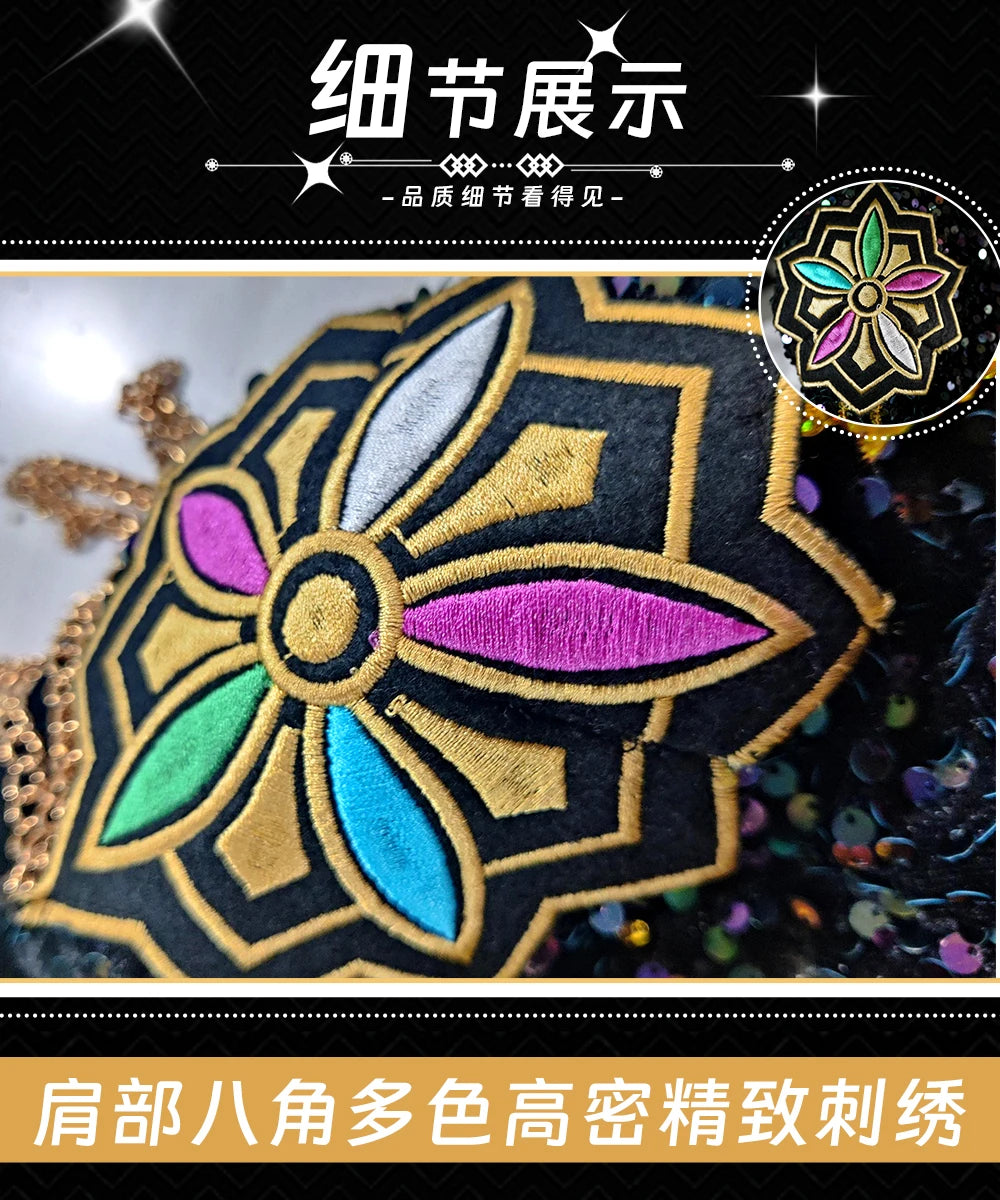 EtherealBe demon hunters cosplay costume set featuring intricate embroidery with colorful designs