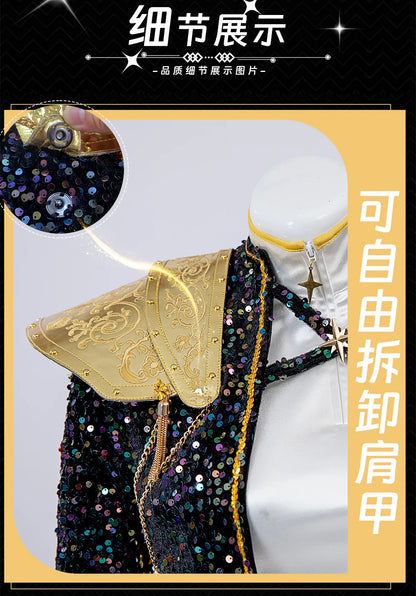 EtherealBe demon hunters cosplay costume set with sequined design and removable shoulder armor