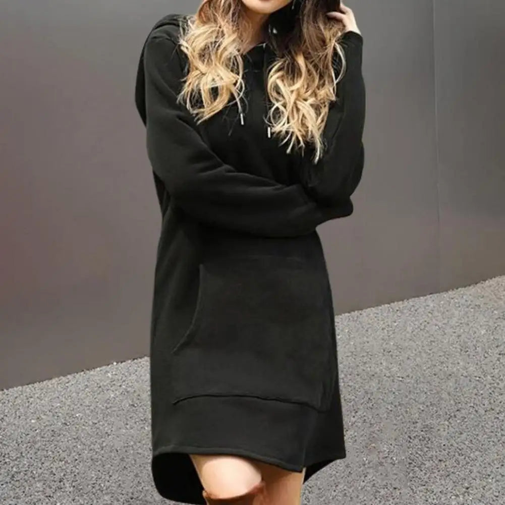 Black EtherealBe drawstring hooded dress with pockets for casual and stylish wear