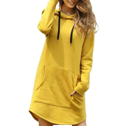 Yellow EtherealBe drawstring hooded dress with pockets for casual and stylish everyday wear