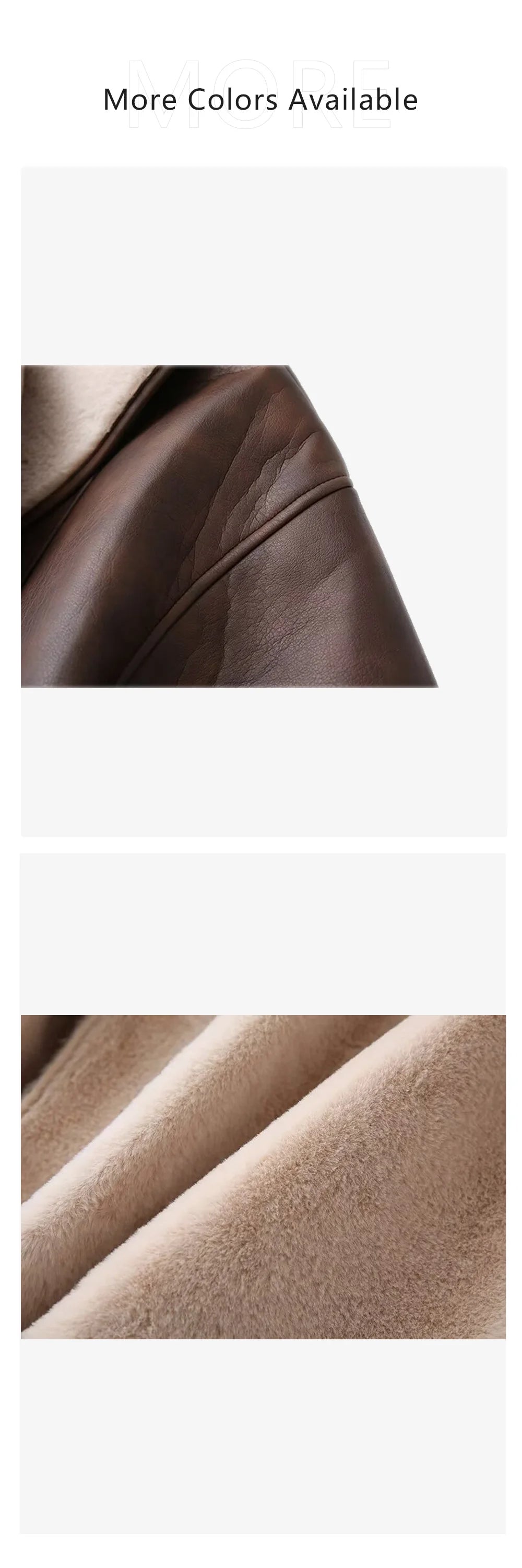 Close-up of dual color belted faux fur jacket for women showing rich textures and fabric details