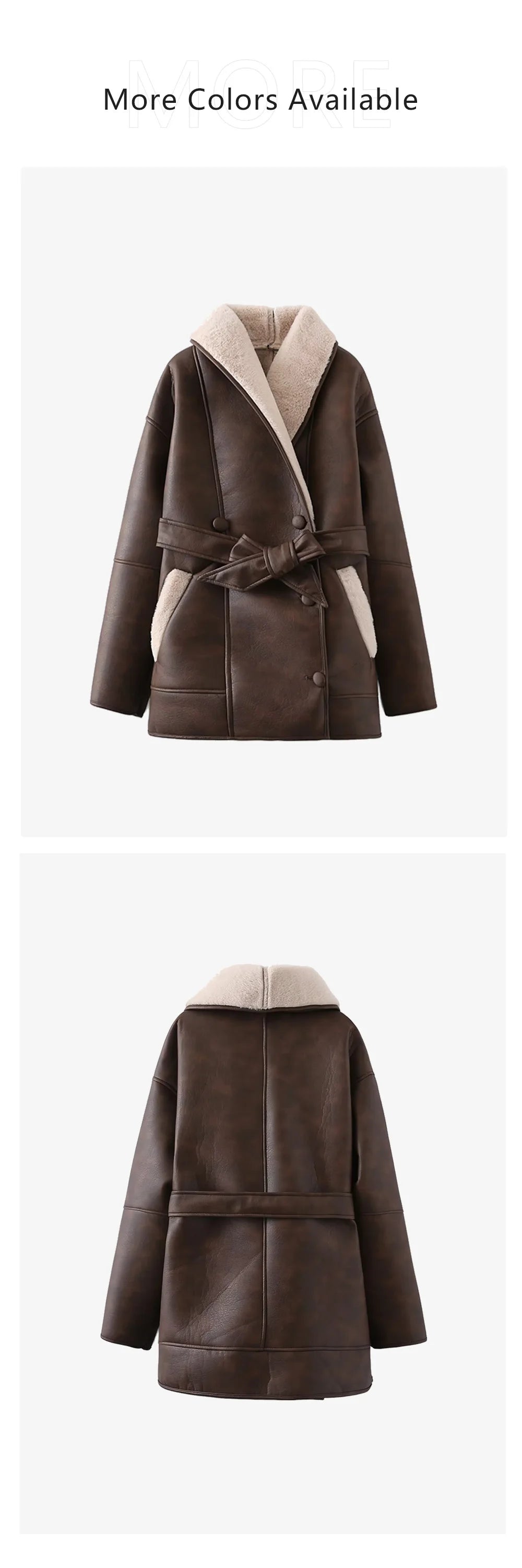 EtherealBe dual color belted faux fur jacket for women with a stylish design and cozy fit