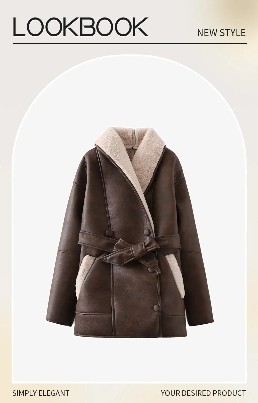 EtherealBe dual color belted faux fur jacket for women with cozy design and stylish wrap closure