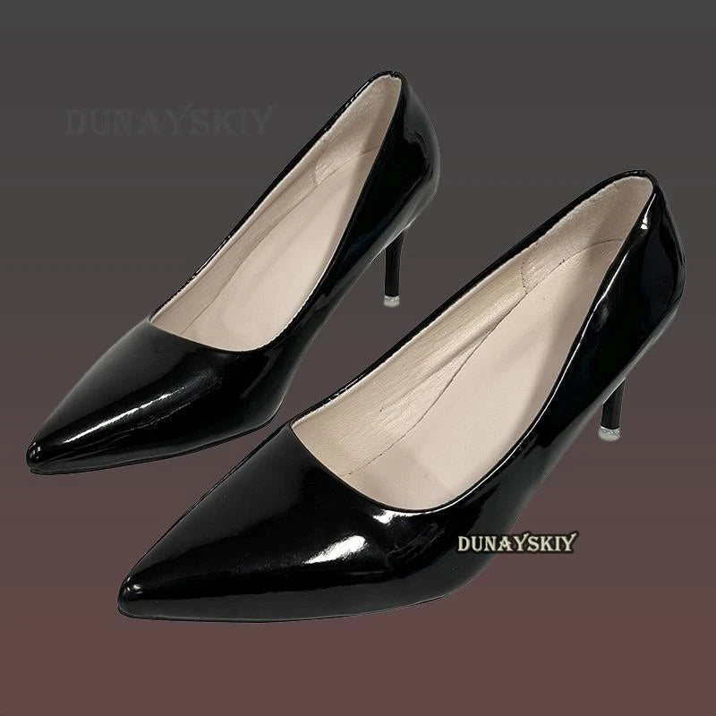Black high heel shoes for Resident Evil Ada Wong cosplay costume with a sleek pointed toe design