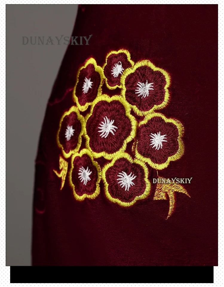 EtherealBe Resident Evil Ada Wong cosplay costume featuring intricate floral embroidery detail