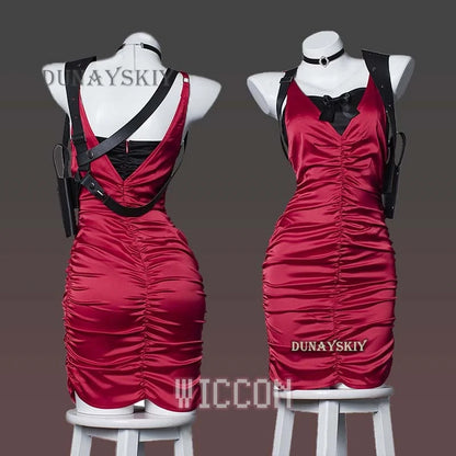 EtherealBe Resident Evil Ada Wong cosplay costume in red with stylish straps and sleek design