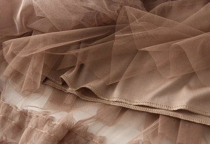 Close-up of elegant ruffle edge skirt for women showcasing soft tulle layers and a delicate finish