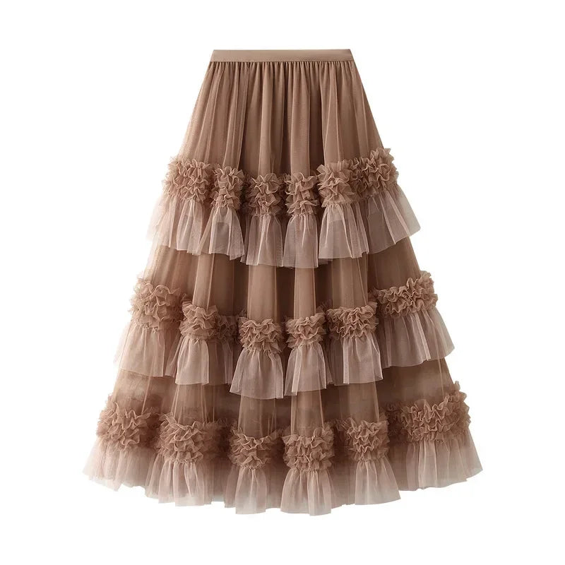 EtherealBe elegant ruffle edge skirt for women featuring layered tiers of soft tulle