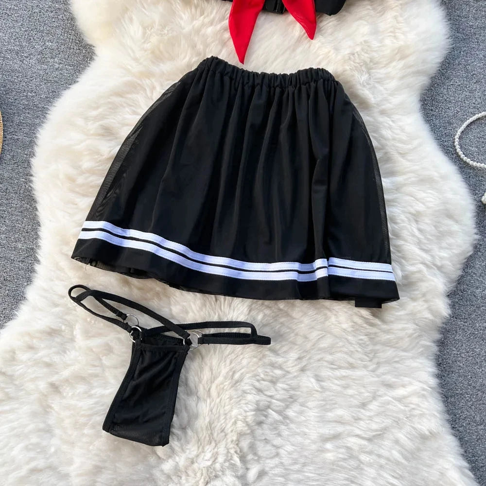 Black skirt and matching thong for an erotic sailor cosplay costume by EtherealBe