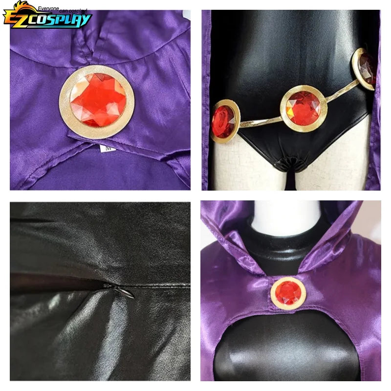 EtherealBe Raven Teen Titans cosplay costume featuring a purple cape and gem details