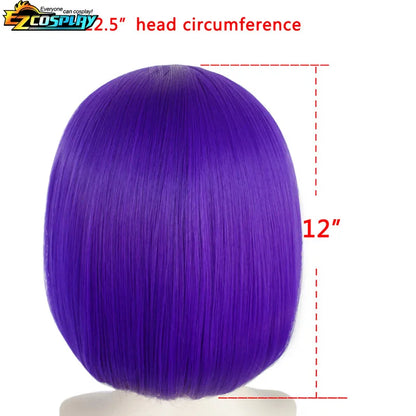 Purple wig for Raven Teen Titans cosplay costume with 12-inch length and 21.5-inch head circumference