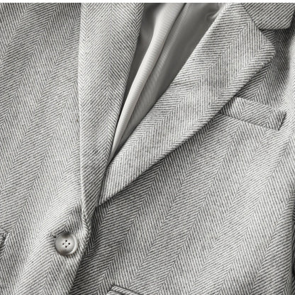 Gray striped EtherealBe Fashion Blazer for women with a tailored fit and classic design