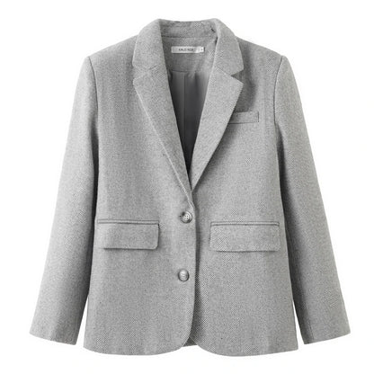 EtherealBe Grey Houndstooth Fashion Blazer for women with two front pockets and a tailored fit