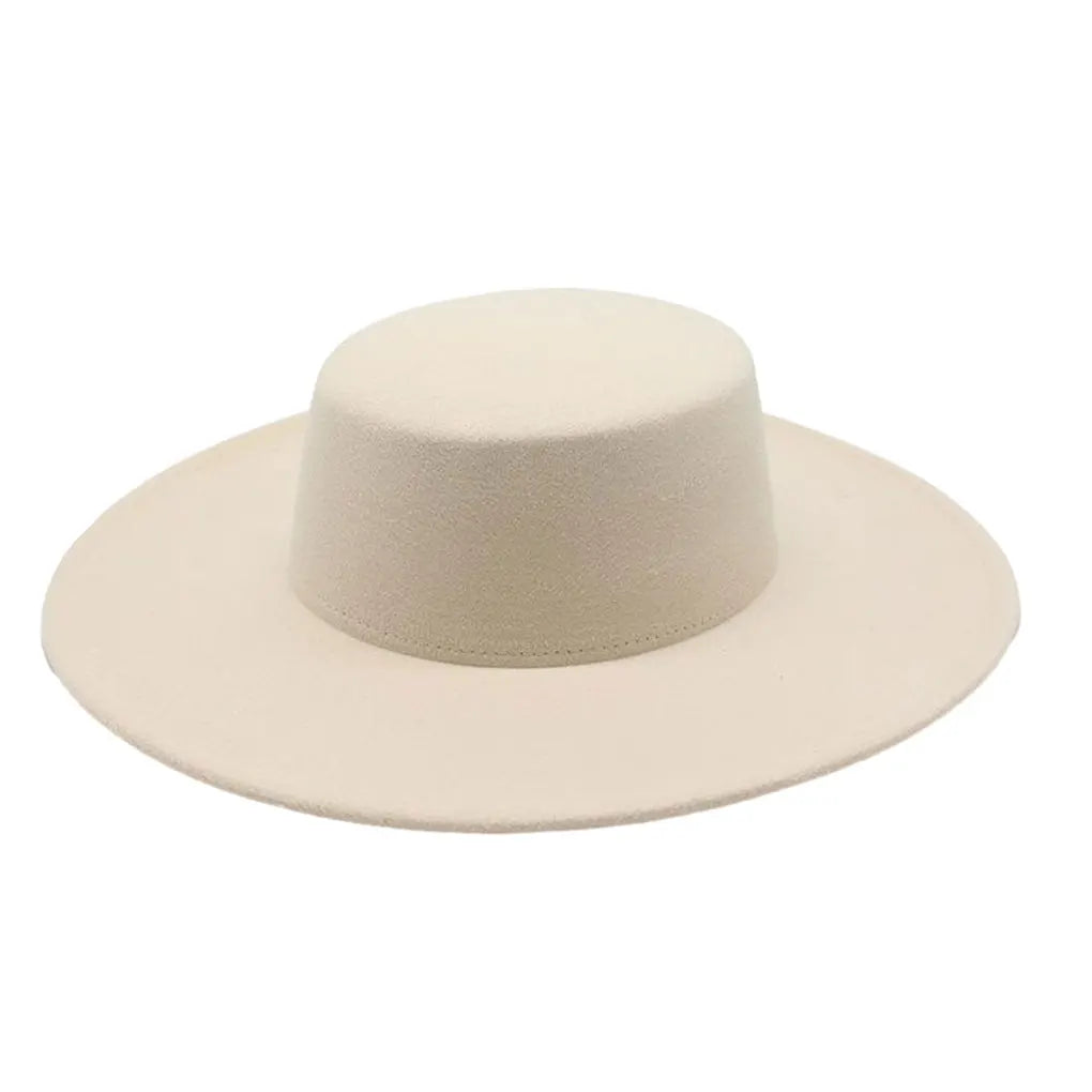 EtherealBe fashion blend top hat for ladies in soft beige with a wide brim for stylish outfits