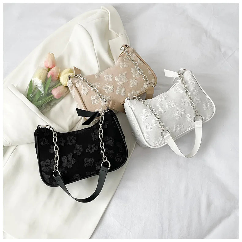 EtherealBe fashion felt shoulder bag for women available in black, beige, and white styles