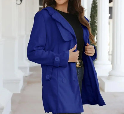 EtherealBe fashion turn-down collar jacket for women in vibrant blue with stylish buttons