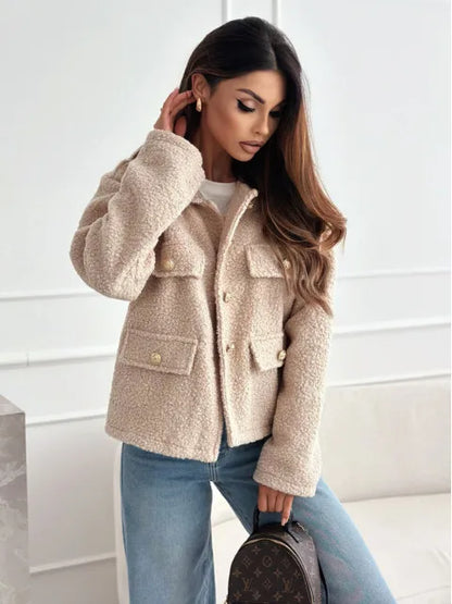 EtherealBe Fashionable woolen short coat for women styled with casual jeans and accessories