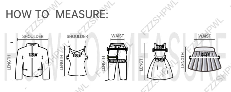 How to measure clothing diagram showing jacket tank pants dress skirt measurements for American vintage flare sweatpants