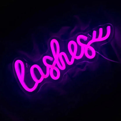 EtherealBe neon pink lashes sign for girls makeup room wall decor light