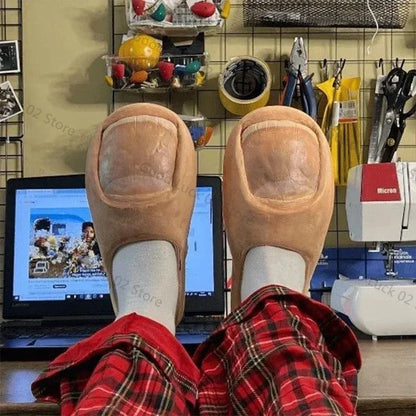 EtherealBe novelty big toe slippers for home with a fun oversized toe design