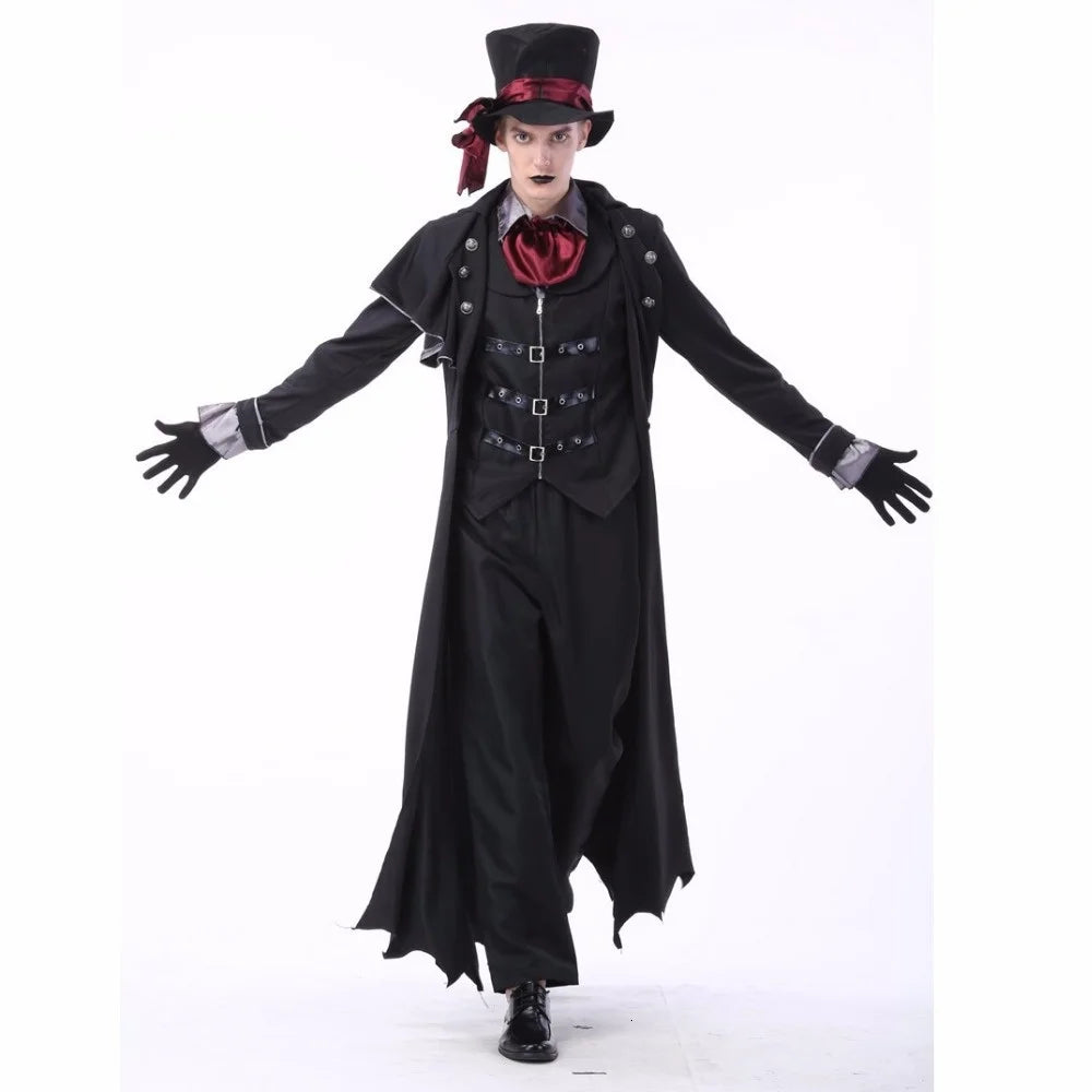 EtherealBe gothic vampire couple Halloween costume featuring a dramatic black cape and top hat
