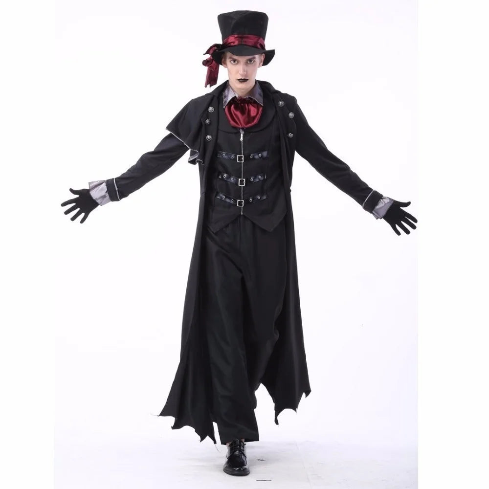 EtherealBe gothic vampire couple Halloween costume featuring a dramatic black cape and stylish top hat
