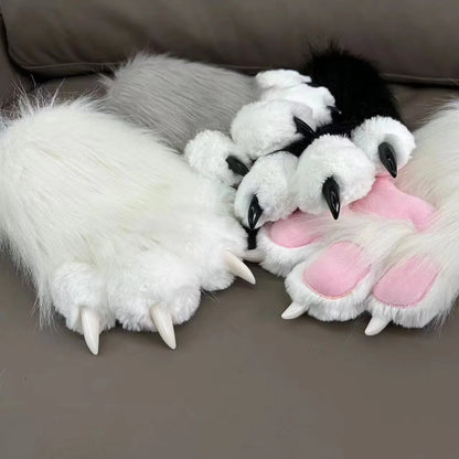 EtherealBe Halloween faux fur cat claw mittens featuring soft fur and sturdy claws for festive fun