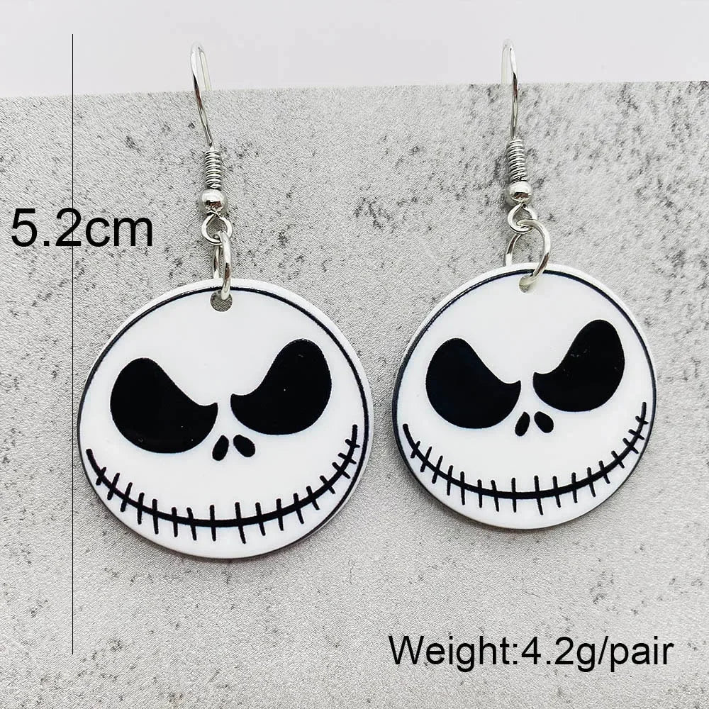 EtherealBe Halloween horror earrings featuring black and white skull design for spooky celebrations